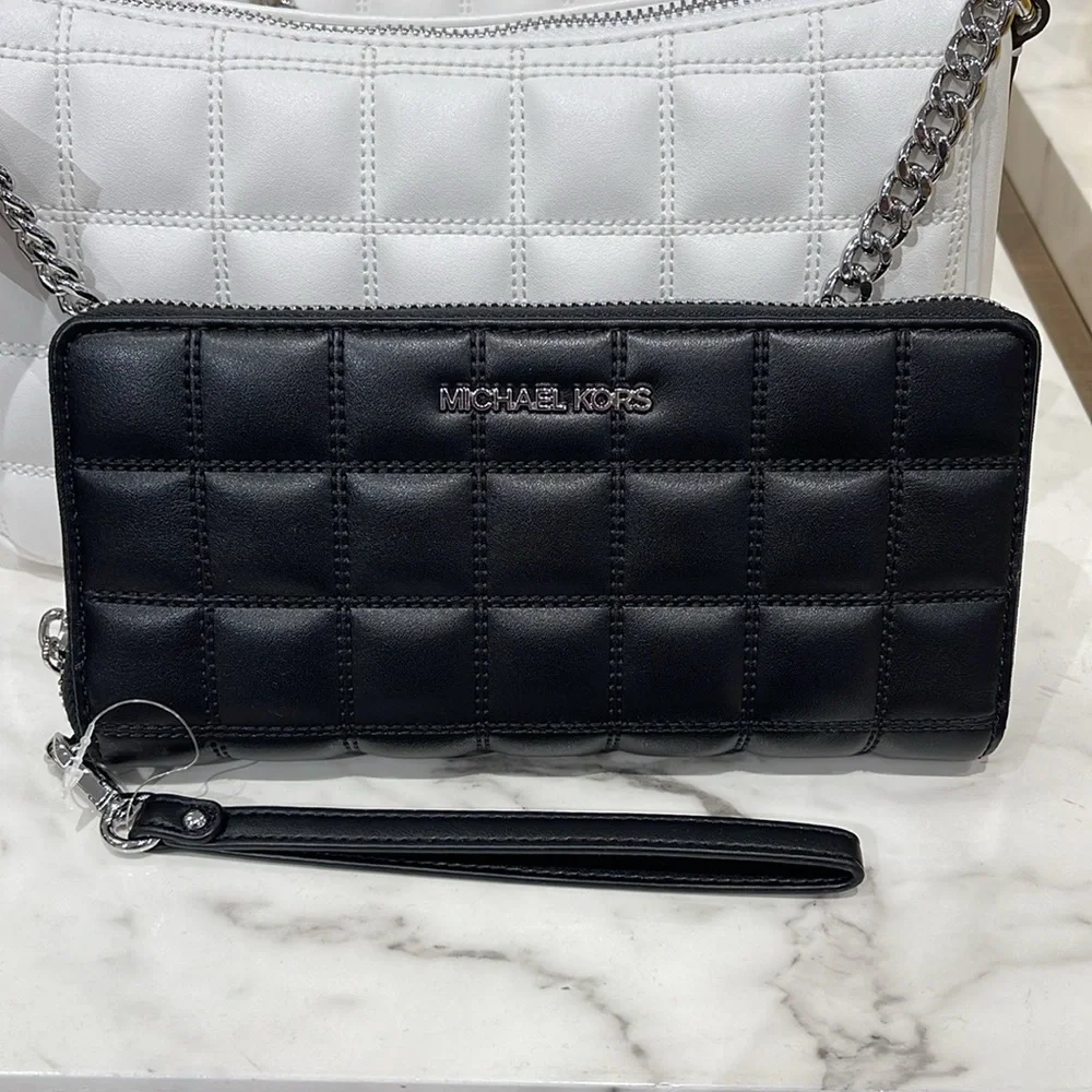 MICHAEL KORS Continental Wristlet Phone Case Wallet Black NWT